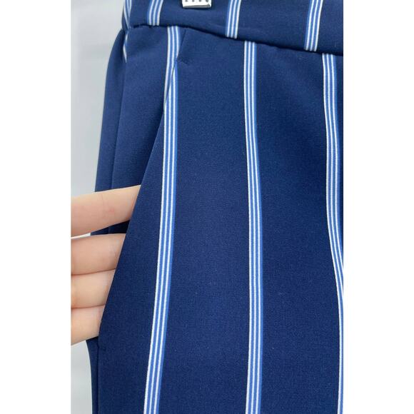 Old Navy Womens High Rise Straight Leg Pant Flat Front Blue White Stripes Sz 12 - Picture 4 of 6